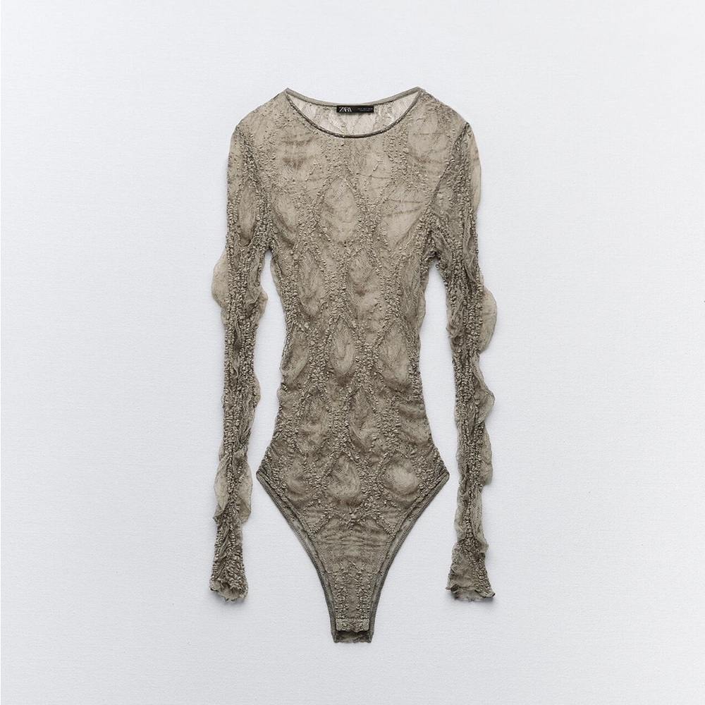 Zara Dark Cream coloured lace body suit